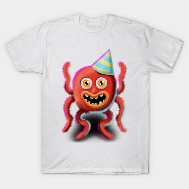 Colorful Birthday Monster Octopus T-Shirt by DesignsBySaxton